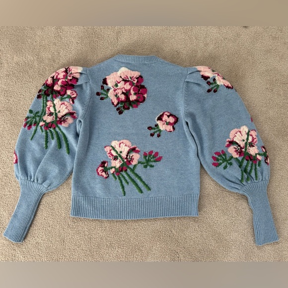 Gucci light blue Intarsia puff sleeve wool sweater - Picture 6 of 10